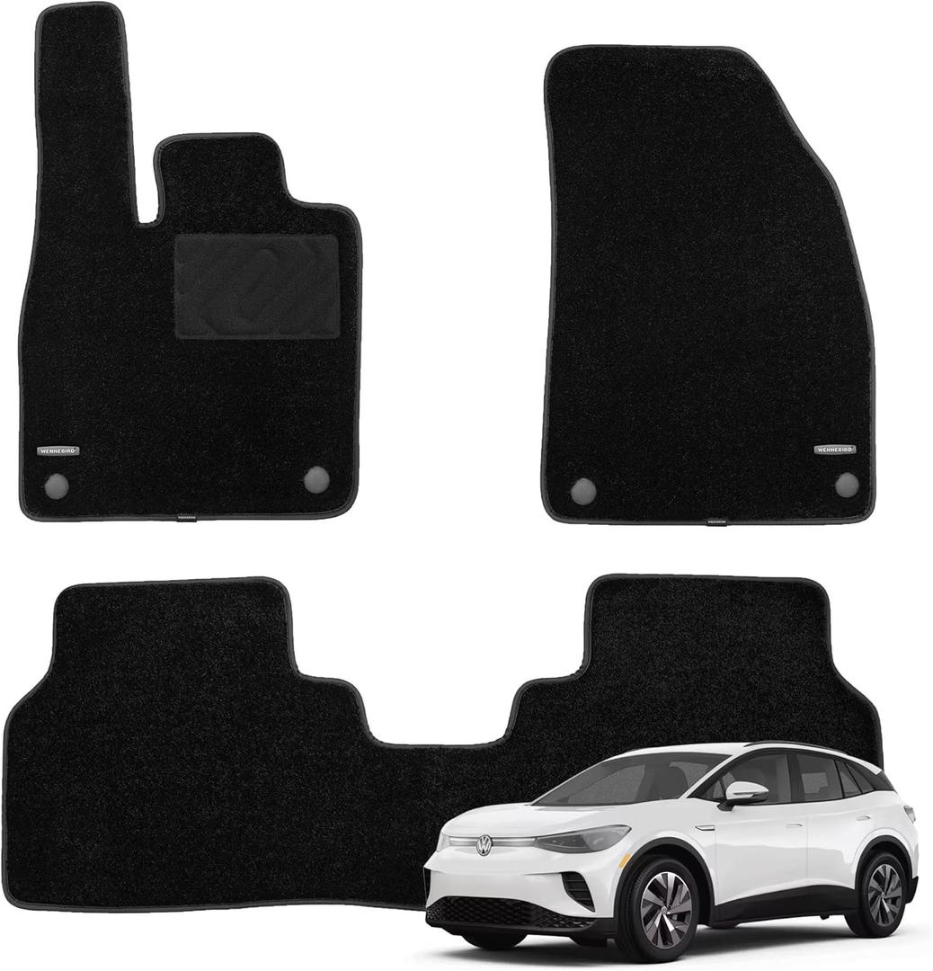 WENNEBIRD Superior Carpet Floor Mats for 2021-2025 Volkswagen ID.4, 0.6 Inch Thickness Rugs, Premium All Weather Anti-Slip Waterproof Floor Liners - 3pc