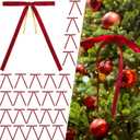24Pcs Red Velvet Christmas Tree Bows Ornaments Vintage Velvet Ribbon Bows for Tree Garland Wreath Indoor Outdoor Christmas Decor Xmas Decorations 3/8" Wide, 5 * 7 inch