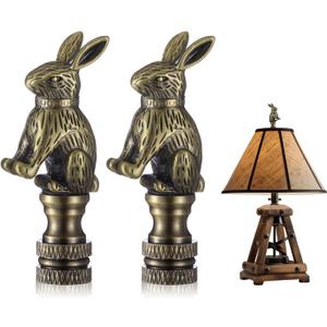 Chunful 2 Pack Rabbit Lamp Finials Decorative, Bunny Shade Antique Finial Lamp Toppers Screw Cap Knobs 1/4-27 Thread Decorative Knob Finials Accessories for Home Room