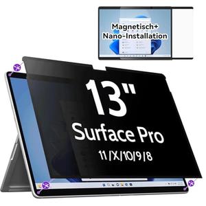 IPROKKO Magnetic Privacy Screen for Microsoft Surface Pro 11/10/9/8/X, Surface Pro Privacy Filter 13 Inch, Anti-Glare Blue Light Laptop Computer Monitor Screen Protector