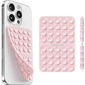 Klearlook Silicone Double-Sided Suction Cup Phone Case Detachable Mount, Sticky Phone Grip with Higher Suction Power for iPhone, Hands-Free Phone Accessories Holder for Selfies and Videos, Light Pink