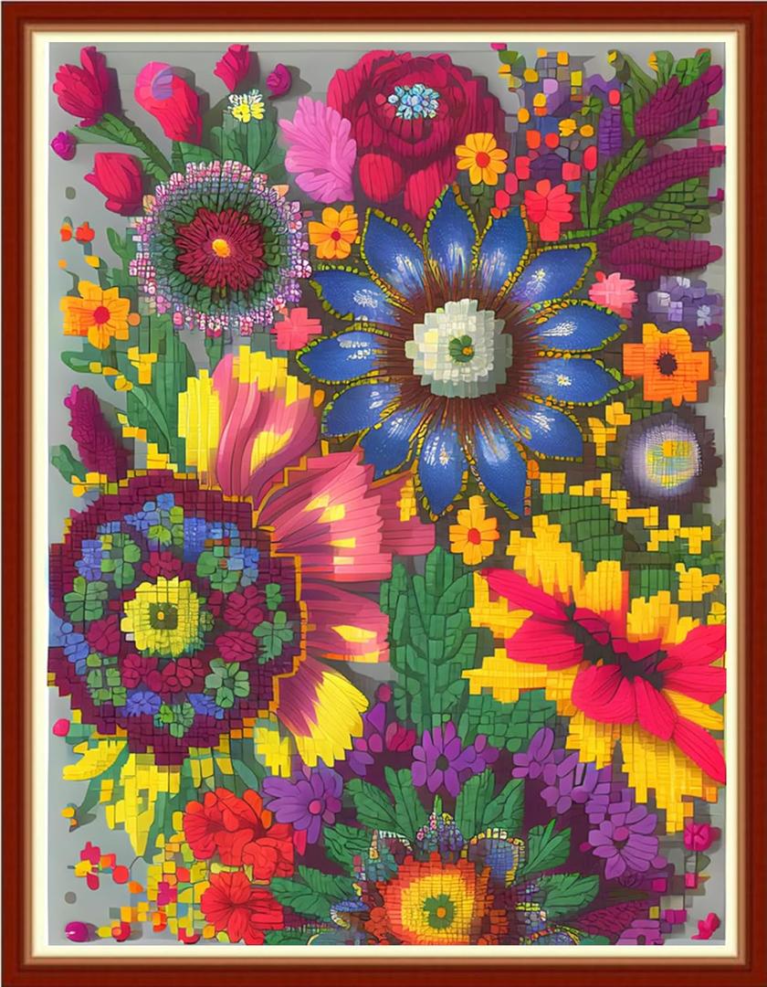 Redxing Stamped Cross Stitch Kits Embroidery kit for Beginners Adults Full Range of Embroidery Patterns Starter Kits DIY Printed Cross Stitch Kits Needlepoint Kits 11CT-Magic Flower 15.7x19.7 inch (Style 28)