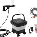 Electric Pressure Washer with Wheels, 0.93 GPM Fold Cordless Electric Sprayer Washer with 7 Adjustable Pressure Settings, 6-in-1 Nozzle, 3.43Gal Tank, 22.97FT Hose for Camping, Bike, Pet Cleaning