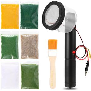 Mini Static Grass Applicator Flocking Kit - 3-5mm, Four Colors 6 Grass ABS Applicator with Anti-Slip Handle for DIY Model Scenery, Sand Table, Train Diorama, Wargame Terrain Crafting