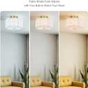 VONLUCE Semi Flush Mount Ceiling Light, 12.6" Ceiling Light Fixture with Flower-Shaped Fabric Shade, 3-Light Modern Light Fixture for Bedroom Living Room Nursery Hallway, White Shade & Gold Finish
