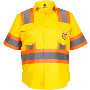 Premium Class 3 High Visibility Hi Vis Safety Shirt - Half Sleeve - 65% C35% N - 6 oz (X-Large, Yellow)