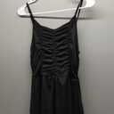 Yajedo Womens Summer Casual Sundress Spaghetti Strap Sleeveless Ruched Beach A Line Midi Dress Black Size M