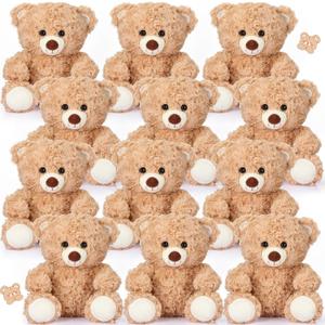 12 Pieces 8 Inch Bear Stuffed Animal Soft Stuffed Bear Plush Toys Bulk Party Favors Animal Decorations for Birthday Baby Shower Christmas Party Centerpiece Favor(Brown)