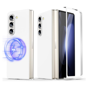 Magnetic Case for Samsung Galaxy Z Fold 6 Case Slim Fit, Luxury Thin Lightweight Matte Hard PC [Not Yellowing] Phone Cases Cover for Samsung Galaxy Z Fold 6 7.6 Inch, White(9-11)