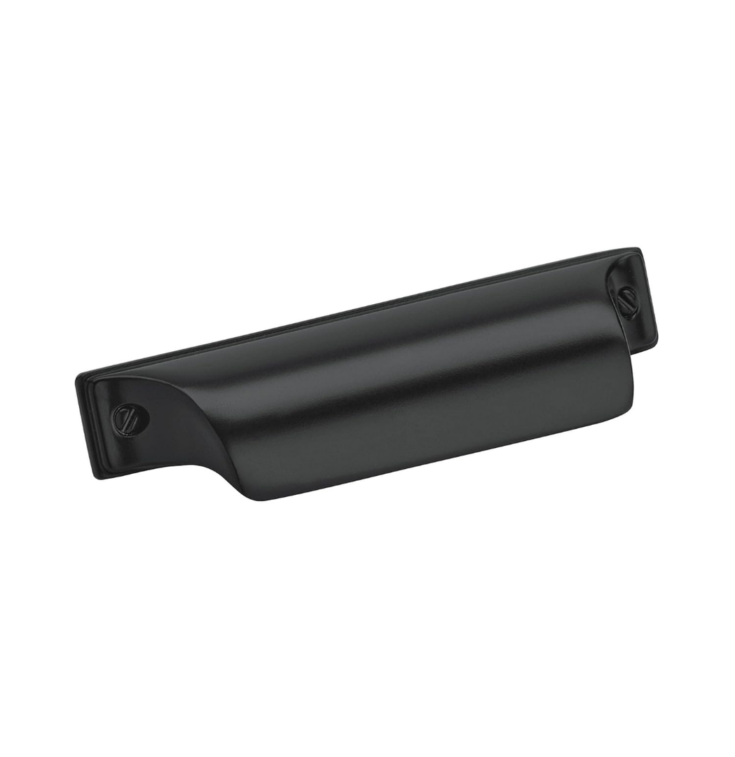 Amerock BP452364MB | Kitchen Cabinet Cup Pull | Matte Black | 2-1/2 in (64 mm) Center-to-Center | Jolene | 9 Pack | Furniture Hardware | Cabinet Handle | Bathroom Drawer Pull