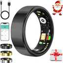 Smart Ring for Women Men,Fitness Tracker Ring with Heart Rate, Sleep Monitoring, Blood Oxygen, Step Counting for iOS and Android, No Subscription Fee, Waterproof, Valentines Day Gifts(Black, 9)