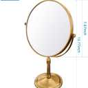 Antique Brass Makeup Mirror 1X/10X Free Standing 8 Inches 360 Swivel Dual-Sided Tabletop Makeup Mirror, Metal