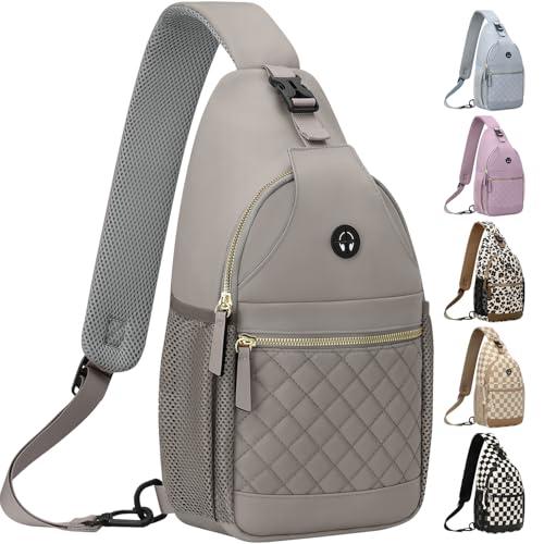 Vankor Small Crossbody Purses Bags for Women Men Travel, Chest Sling Bag Women Casual Cross Body Bag for Woman Sling Backpack Grey