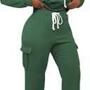 LovelyWholesale Womens Sweatsuits 2 Piece Set Hoodies and Cargo Sweatpants Sets (Small, Green)