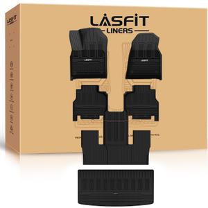 LASFIT Floor Mats & Trunk Mat for Jeep Wagoneer 2022-2025 7-Seat (NOT for 8-Seat/L/S) All Weather Custom Fit Car Floor Liners Black