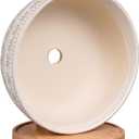 Eightpot 8 Inch Ceramic Succulent Planter Pot with Drainage Hole and Saucer Round Shallow Planter for Indoor Plants, White