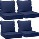 AAAAAcessories Outdoor Deep Seat Cushions, Waterproof, Fade-Resistant Patio Furniture Replacement Cushions, 23.5" x 25.5" x 5" + 23.5" x 19", Set of 4, Navy Blue