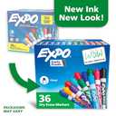 EXPO Low Odor Dry Erase Markers Chisel Tip Assorted Fashion Colors 36 Count for Classroom Office & Home Use