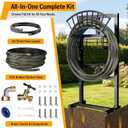 Garden Hose Holder with 45ft Water Hose, Brass Faucet
