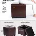 Steel Frame Square Ottoman with Storage Antique Brown UASND63R, 17.7"D x 17.7"W x 17.7"H