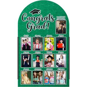CroBlissful 27 x 16 Inch Graduation Photo Board Picture Frames Wall Decor Collage Display Blue Felt Board for 4 x 3 Inch Photo DIY Picture Holder 2026 Graduation Party Decorations