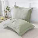 WINLIFE 100% Cotton Quilted Pillow Sham Floral Printed Pillow Cover Sage Green, Standard Size, 20 x 26 Inch