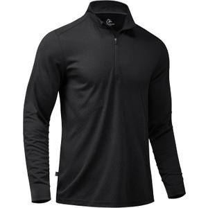 Obla Golf Quarter Zip Pullover for Men Mock Neck Sweatshirt Lightweight Sun Protection Men's Long Sleeve Golf Shirt (Black, M)