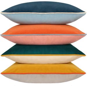 Btyrle Velvet Throw Pillow Covers 18x18 Inch Set of 4 Decorative Velour Pillowcases Modern Double-Colored Cushion Covers for Sofa Couch, Cold