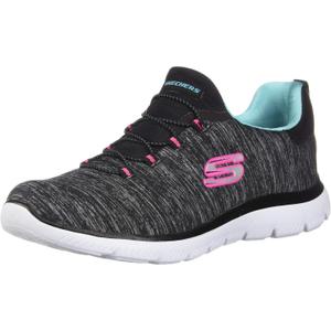 Skechers Women's Summits - Quick Getaway Sneaker (11 Wide, Black/Light Blue)