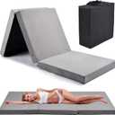 Memory Foam Foldable Mattress, Trifold Floor Bed Mattress with Dust Cover, Portable Waterproof Camping Pad Mat, for Outdoor Sleeping, Foldable, for Travel Truck Bed Tent