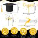 7 Pieces Graduation Cap Cake Topper Decorations Kit with Paper Diploma Congrats Cupcake Toppers Firework Food Topper for Graduation Party Cake Decoration Supply