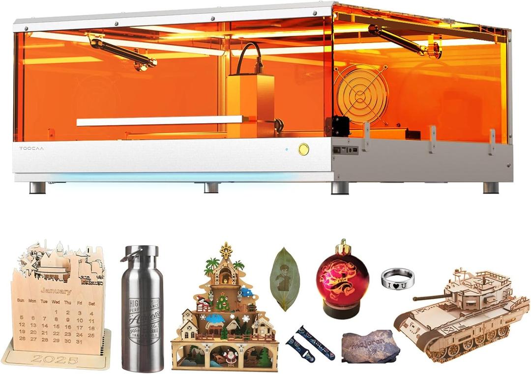 TOOCAA 10W Laser Engraver with Air Assist and 400mm Metal Honeycomb Panel, 22" x 22" Large Bed Size, 0.01mm Ultra-Precision Cutter, Beginner-Friendly, Enclosed Class 1 Safety Laser Engraver Cuter