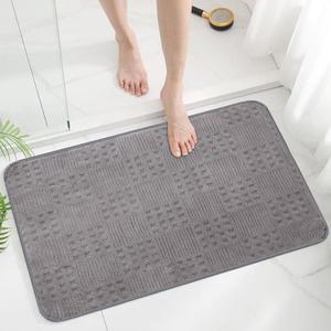 Bath Mats 36x24 Non-Slip Absorbent Bathroom Rug, Quick Dry Machine Washable Shower Tub Mat with Rubber Backing, Soft Floor Carpet for Bathroom Decor Waffle Grey