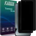 KAREEN 2 Pack Privacy Screen Protector For Samsung Galaxy S25 Anti Spy Private Tempered Glass Film, Fingerprint Unlock Support, Anti Scratch, Bubble Free, Case Friendly
