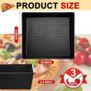 3 Pcs Detroit Style Pizza Pan 10 x 8 x 2.4 Inch Non Stick Rectangle Deep Pizza Pans Pre Seasoned Carbon Steel Sicilian Style Pan Dish Bakeware Kitchenware (Black)