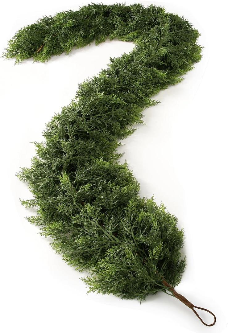 7FT Artificial Cedar Garland,Christmas Garland,Christmas Decorations,High-Density Cedar Garland Composed of 210 Units of Leaves