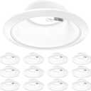 Sunco 12 Pack 6 Inch Ceiling Can Light Trim, Step Baffle with Detachable Ring, White Recessed Light Trim