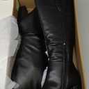 Amazon Essentials Women's Tall Boots with Chunky Block Heel (8.5 Wide, Black Faux Leather), 8.5W
