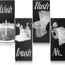 Chinco 4 Pcs Women Funny Wall Art Bathroom Decor 9.84 x 3.94 x 0.2 Inch Glam Bathroom Wall Decor Modern Women Funny Bath Wood Hanging Decoration for Home (Black, White)