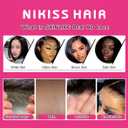 NIKISS SKINLIKE Real HD Lace Closure, 2x6 HD Lace Closure Straight Human Hair Pre-Plucked Bleached Knots 0.095mm Ultra-thin Invisible Swiss Lace 14 Inch