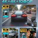 3 Channel Dash Cam Front and Rear, 4K+4K+1080P Car Camera, Free 128GB Card, Built-in GPS, ADAS, 5.8GHz WiFi & APP, Super Night Vision, G-Sensor, Loop Recording, 24H Parking Mode Dash CamBlack