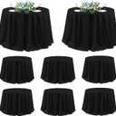 sancua 120 Inch Round Tablecloth Black, 8 Pack - Circle Polyester Fabric Table Cloth for Wedding Party Reception Banquet Birthday, Washable Formal Table Cover (Fit 48-96 Inch Tables)