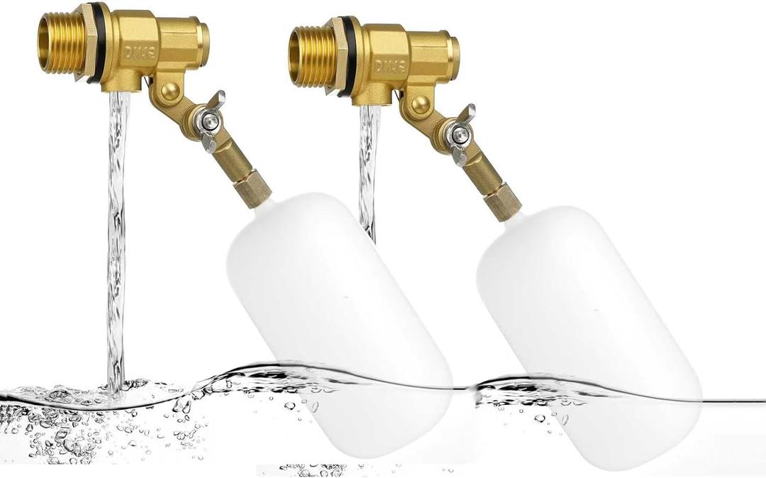 （2 Pack）1/2 Inch Brass Water Float Valve - Pool Auto Fill Float Valve, Float Valve for Water Tank, Garden Hose Float Valve, Automatic Water Level Control for Pool, Pond, Fountain, Aquarium