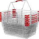 Metal Shopping Basket - 6 Pcs with Handles, Small Market Basket for Retail, Grocery, & Flea Markets