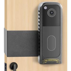 Blink Doorbell Mount No Drill, Anti-Theft All Metal Mount Bracket for Blink Doorbell 1st & 2nd Gen, No Block Motion Sensor, Black/White