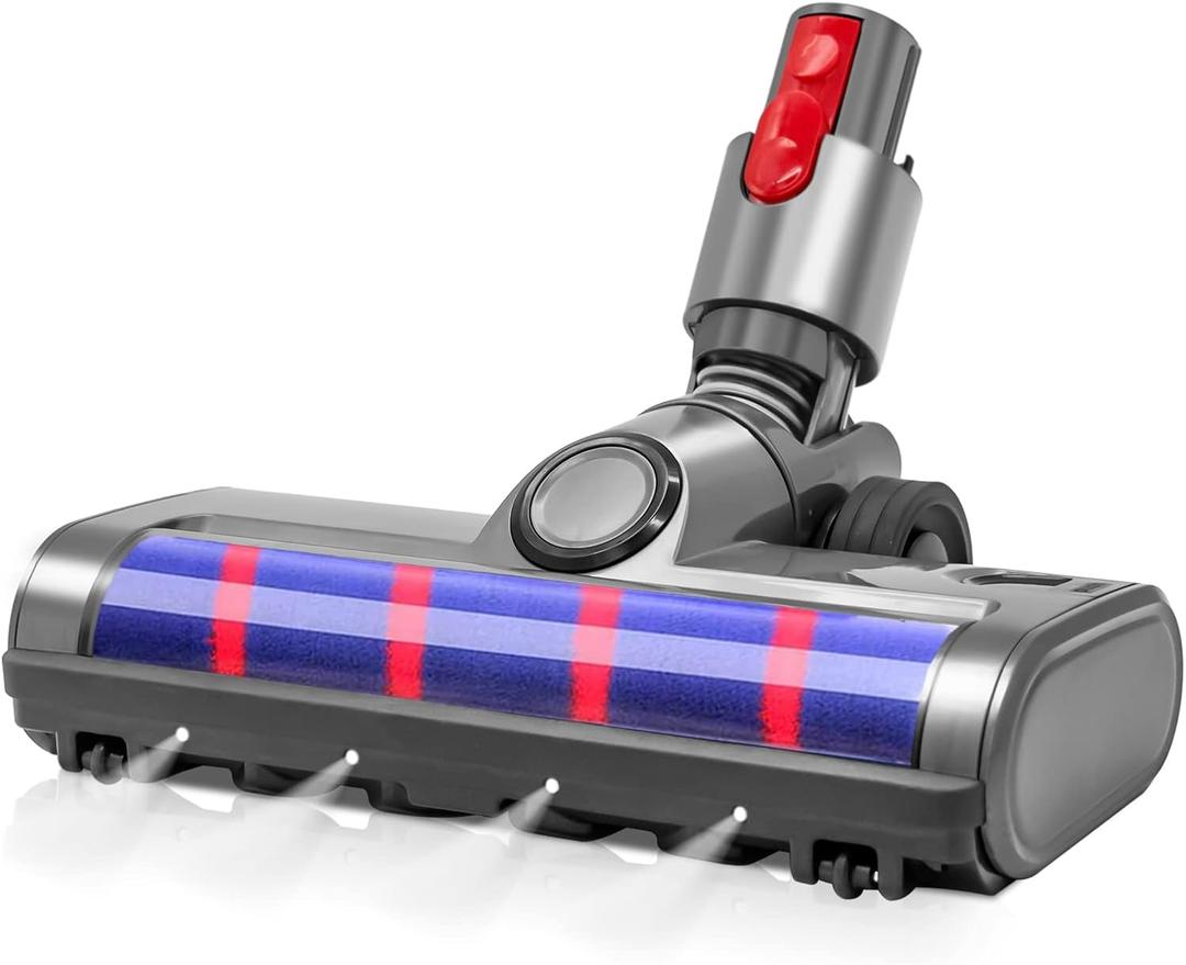 Upgraded Soft Roller Brush Hard Roller Brush Compatible with Dyson V7 V8 V10 V11 V15 Cordless Stick Vacuum Cleaners Carpet Hardwood Floor Head Replacement (With Wheels)