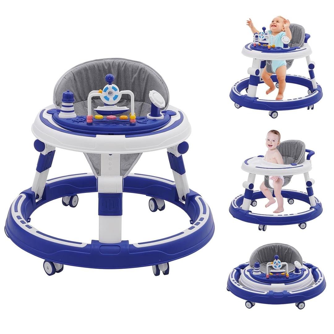 Baby Walker Kids Sit-to-Stand Walker Activity Center with Entertainment Table Multifunctional Educational Push Toy for Boys Girls 6 Months+