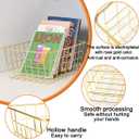 4 Pack Gold Wire Baskets for Organizing Office Wire Storage Basket Gold Metal Storage Baskets for Kitchen Cabinets, Bathroom, Countertop
