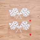 3 x 2X White 6'' Checkered Flags Crossed Car Decal Sticker Vinyl die-Cut no Background