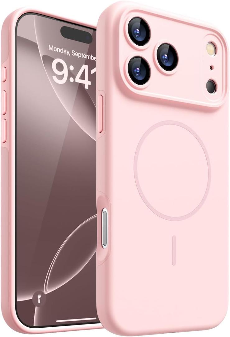 Magnetic for iPhone 17 Pro Case, [Matte Solid Color] [Full Camera Protection] Protective Case for iPhone 17 Pro - Pink